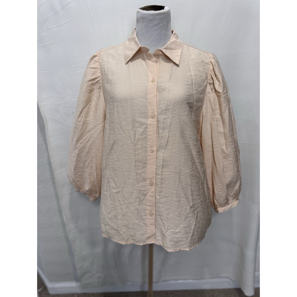Banana Republic Women's Blouse Size‎ L Peasant Sleeve Peach